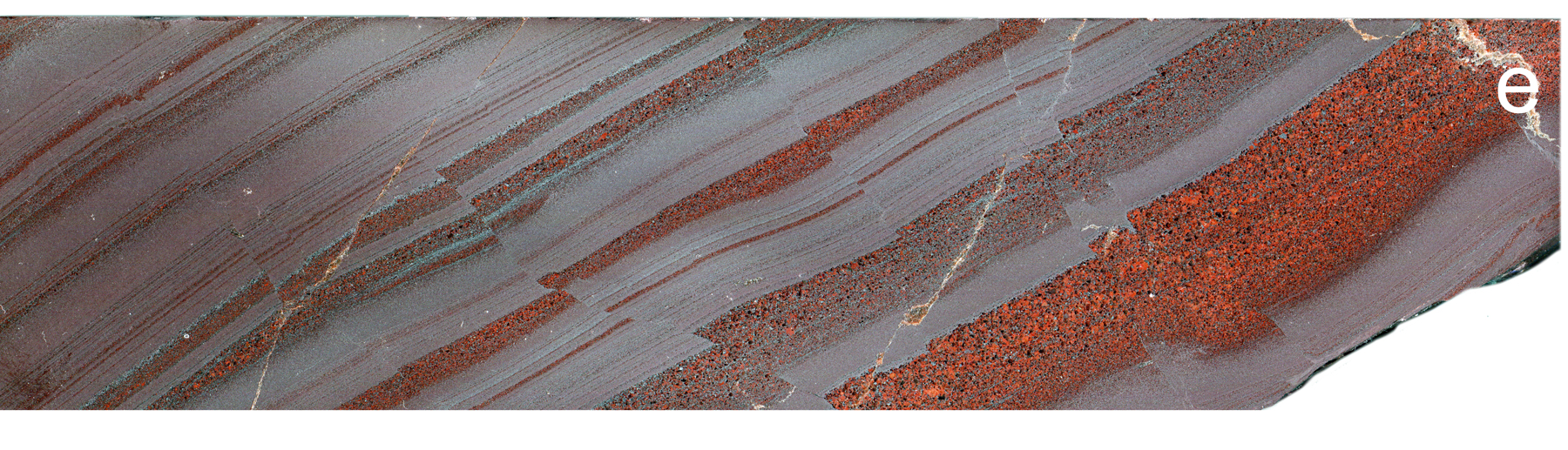 Laminated and graded hematite altered sandstone to mudstone