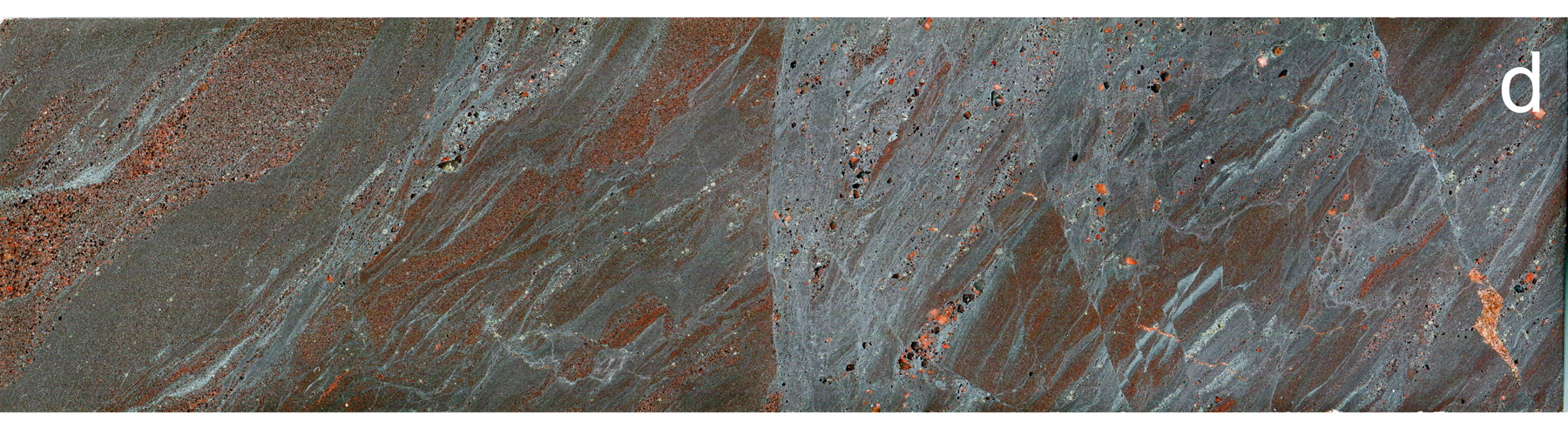 Dislocated, brecciated and altered banded sand and siltstone