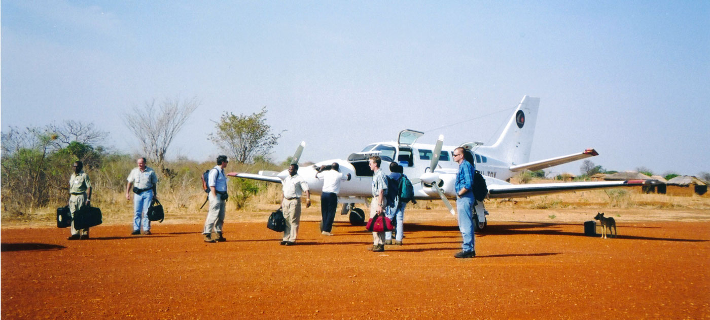 [Arriving at the Golden Pride airstrip.]