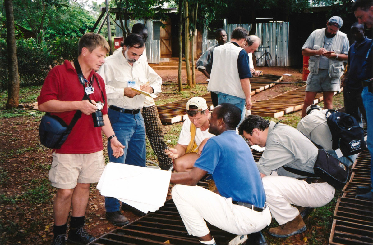 Studying Yamfo-Sefwi Drill core at Normandy's Kenyase camp, Ghana.