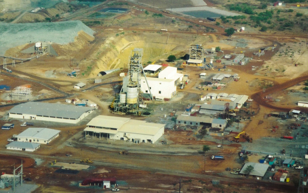 Aerial view of the Bulyanhula mine under constructoin