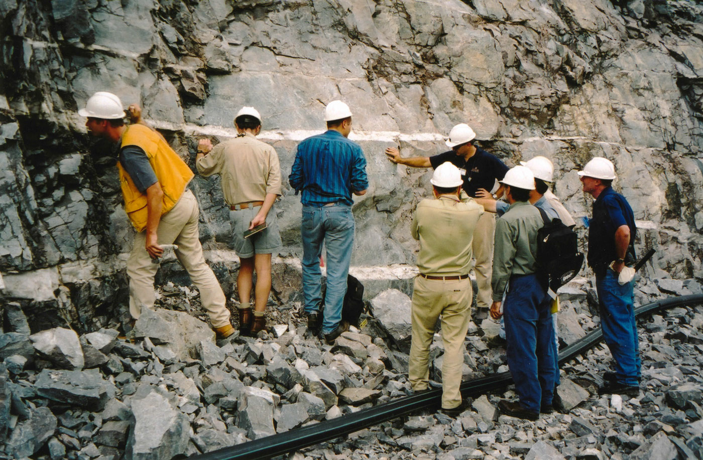 Flat ore bearing veins at the Damang Mine, Ghana.